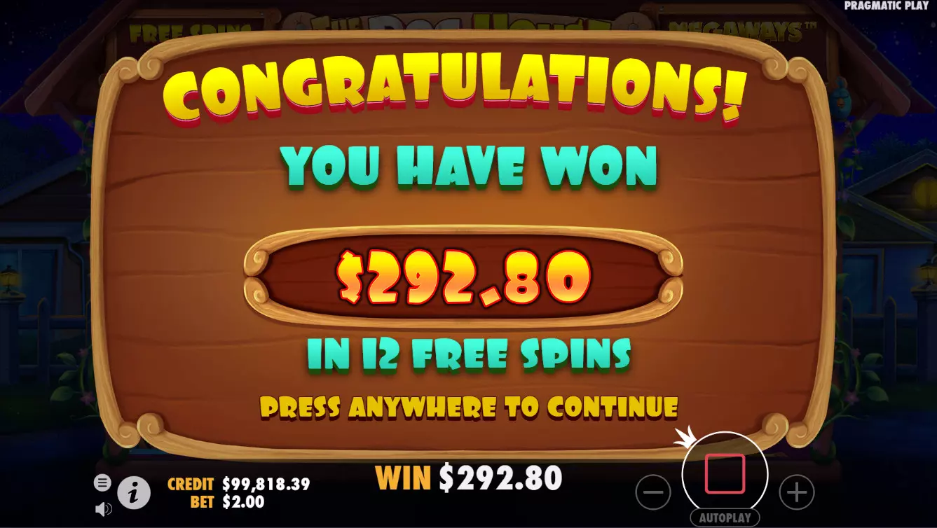 congratulations The Dog House Megaways